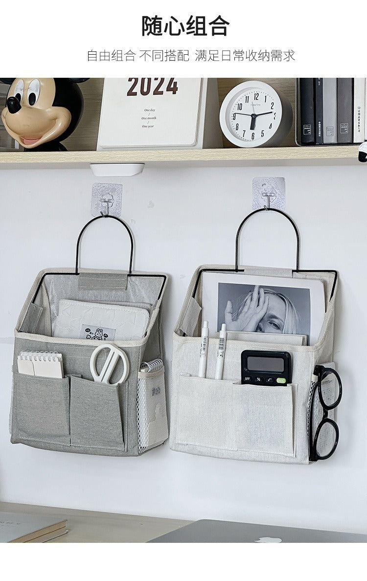 Cross-Border Student Fabric Storage Hanging Bag Wall-Mounted Dormitory Wall Storage Bag Door Hanging Pocket Storage Bag