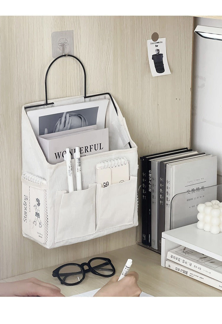 Cross-Border Student Fabric Storage Hanging Bag Wall-Mounted Dormitory Wall Storage Bag Door Hanging Pocket Storage Bag