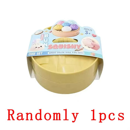 2026 Hot Colorful Dumpling Squishes Stress Balls Fidget Sensory Toys Simulation Food Squishies Bun with Steamer Squeeze Gifts