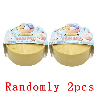 2026 Hot Colorful Dumpling Squishes Stress Balls Fidget Sensory Toys Simulation Food Squishies Bun with Steamer Squeeze Gifts