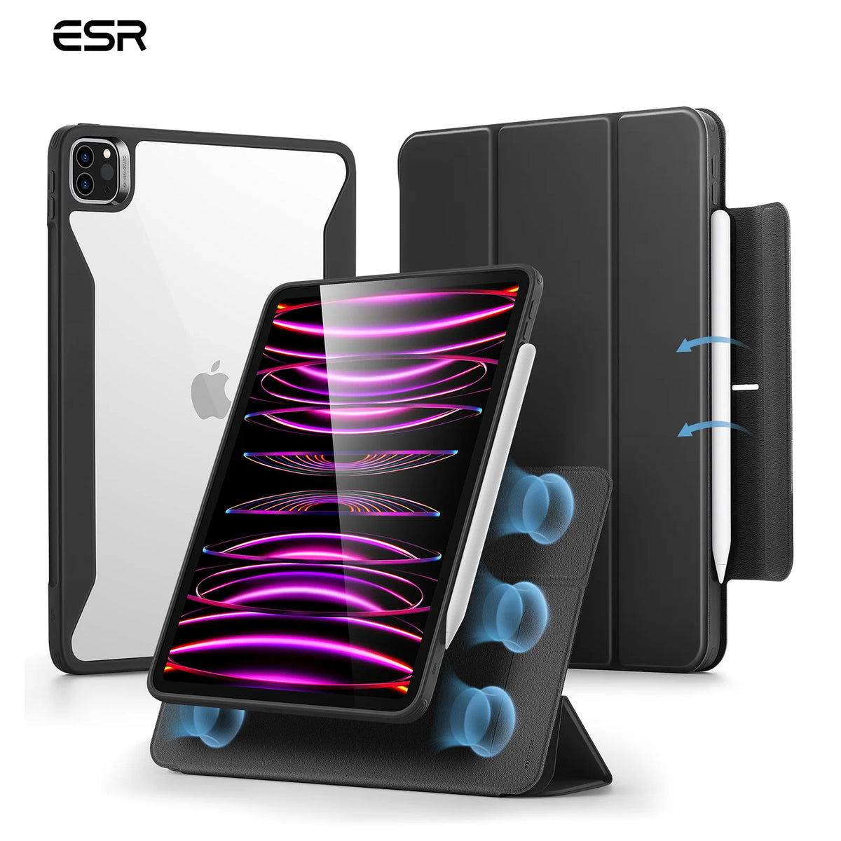 ESR for iPad Air 13/11 Case (2026/2025/2024) with Pencil Holder Removable Magnetic Back Cover for Pro 11/13&Pro 12.9/11&Air5/4