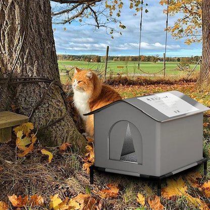 Stray Cat Houses with Mat Waterproof Summer Cool Shelter Foldable Pet Cave Nest Sleeping Beds for Outdoor Cats Small Dog Puppies