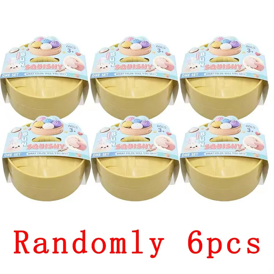 2026 Hot Colorful Dumpling Squishes Stress Balls Fidget Sensory Toys Simulation Food Squishies Bun with Steamer Squeeze Gifts