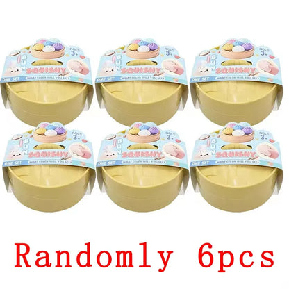 2026 Hot Colorful Dumpling Squishes Stress Balls Fidget Sensory Toys Simulation Food Squishies Bun with Steamer Squeeze Gifts