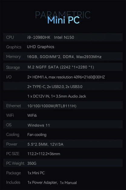 MINI PC Intel N150 Windows 11 Pro Portable Gaming PC 16GB 32GB RAM 1TB 2TB SSD Mini PC Computer Office Gamer Wifi6 BT5.2 Desktop
