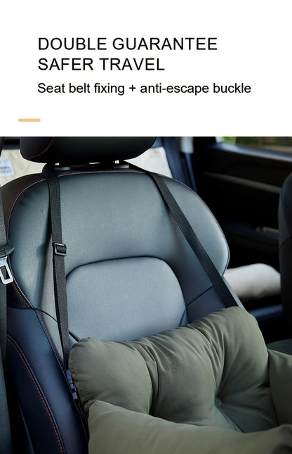 Dog Car Seat with Safety Belt - Non-Slip Pet Car Bed for Small Dogs, Washable Travel Carrier with Secure Straps for Safe Car