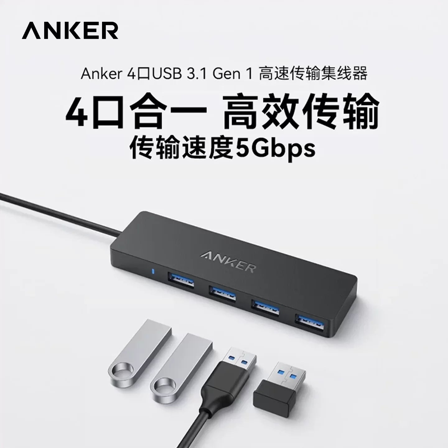 Anker Usb C Hub 4 In 1 Multi Port Adapter 5Gbps High Speed Usb 31 Data Transfer Ultra Slim Portable For Laptop Desktop Pc