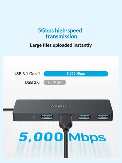 Anker Usb C Hub 4 In 1 Multi Port Adapter 5Gbps High Speed Usb 31 Data Transfer Ultra Slim Portable For Laptop Desktop Pc