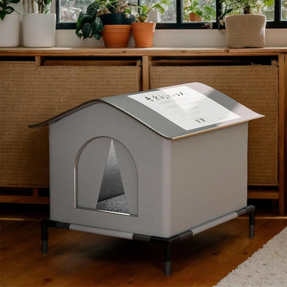 Stray Cat Houses with Mat Waterproof Summer Cool Shelter Foldable Pet Cave Nest Sleeping Beds for Outdoor Cats Small Dog Puppies
