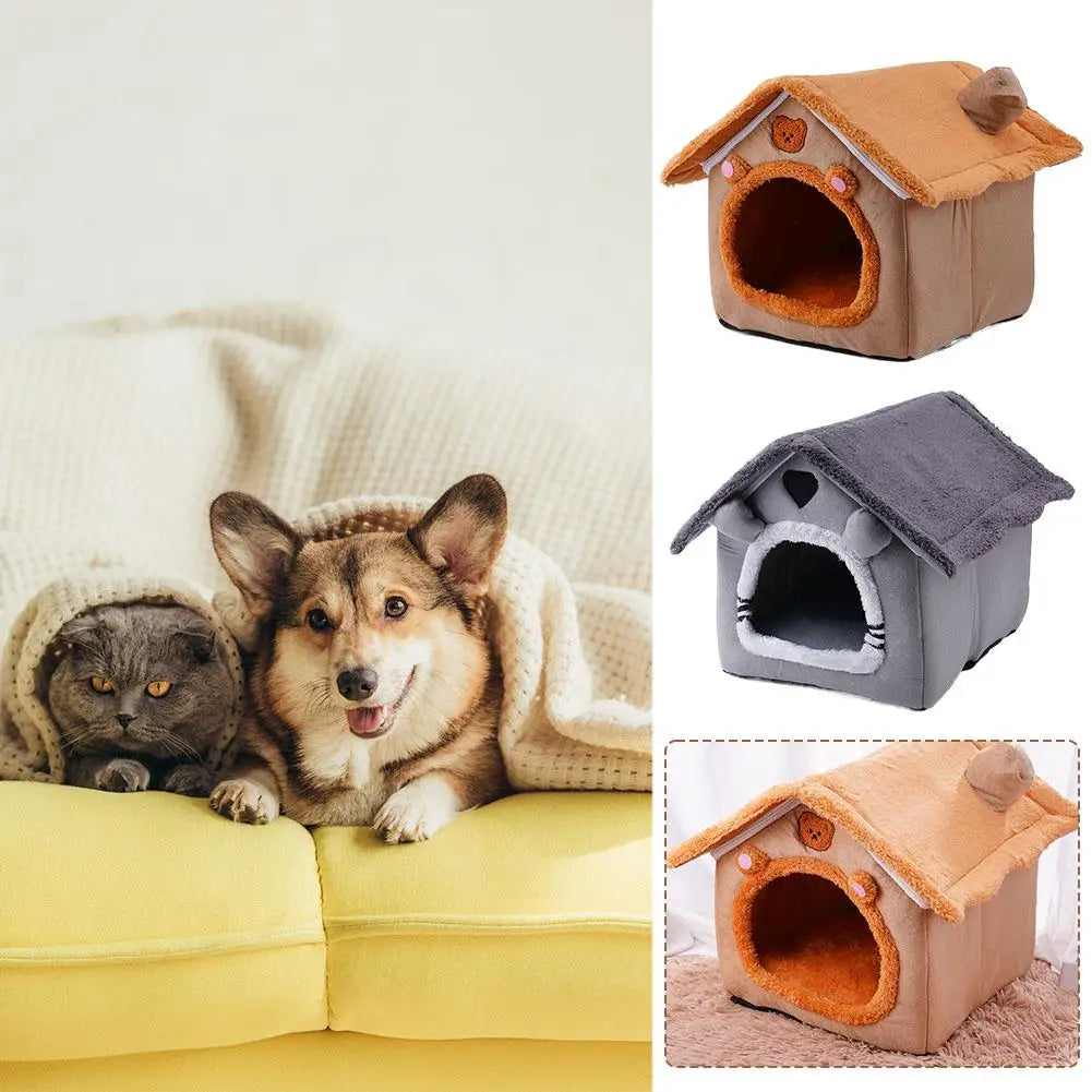 Cats Dog House For Small Medium Dogs Cats Winter Warm Cat Bed Nest Pet Four Seasons Pet Cave Bed Home Supplies 2025