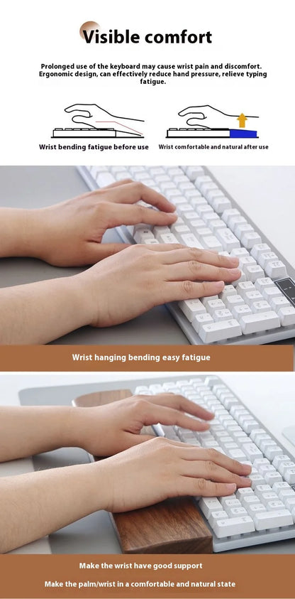 Walnut Wood Keyboard Wrist Rest Palm Pad Mechanical Keyboard Ergonomic Pad 87/98/104/108 Key Suitable For Multiple Sizes Custom