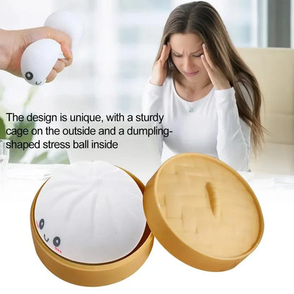 2026 Hot Colorful Dumpling Squishes Stress Balls Fidget Sensory Toys Simulation Food Squishies Bun with Steamer Squeeze Gifts