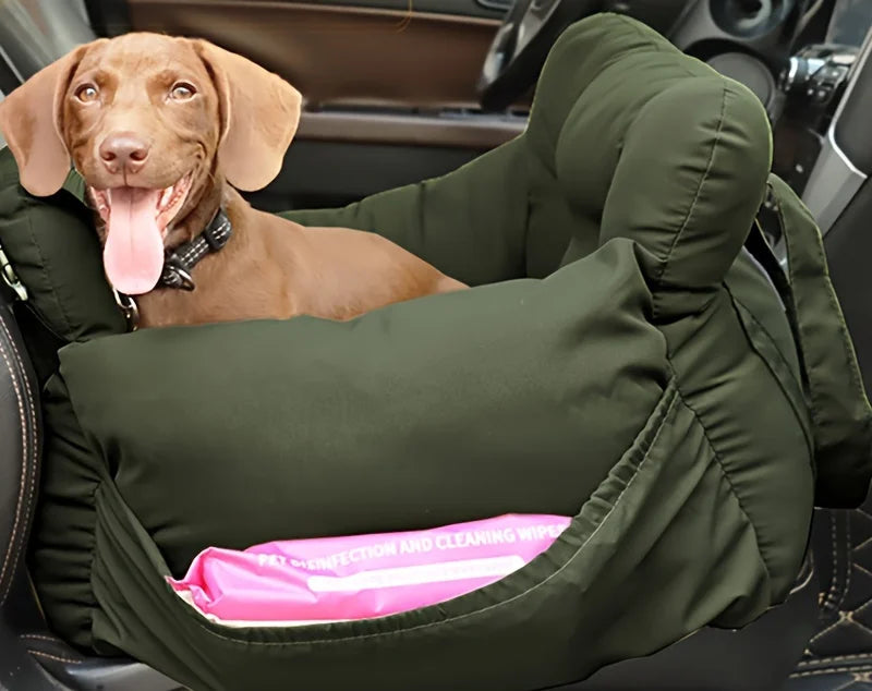 Dog Car Seat with Safety Belt - Non-Slip Pet Car Bed for Small Dogs, Washable Travel Carrier with Secure Straps for Safe Car