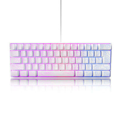 60% Compact Wired Keyboard with RGB Backlight and Membrane Keyswitches. Suitable for Windows Tablets, Laptops and Gamers. White.