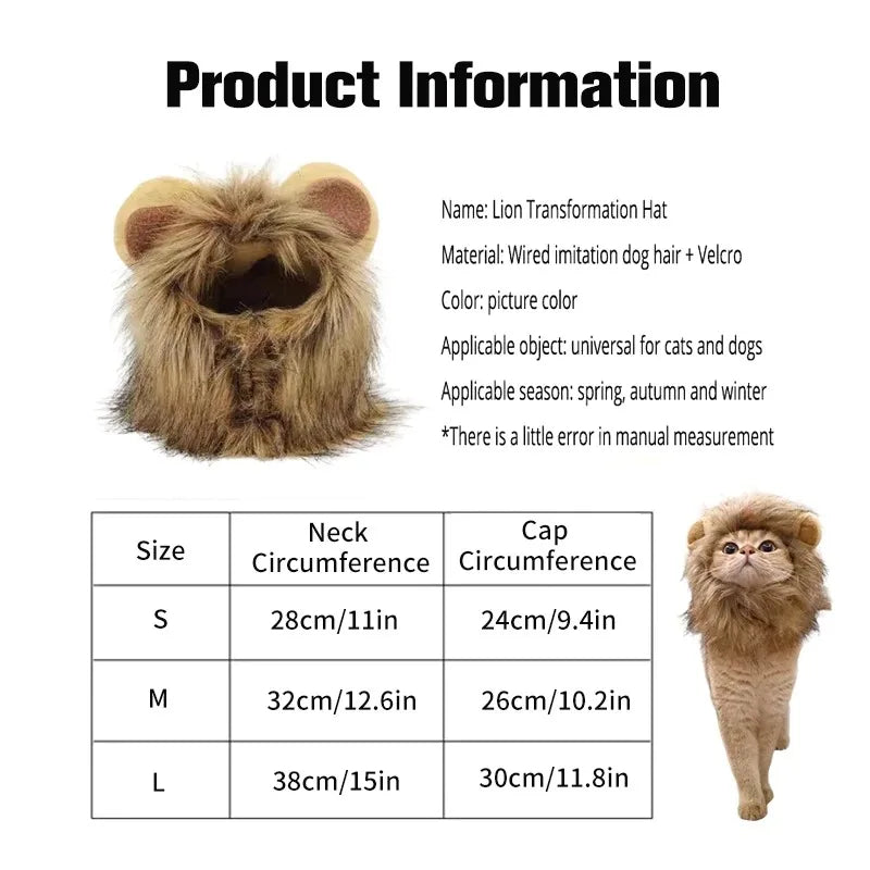 Cute Cat Hat Lion Headgear Elastic Autumn Winter Pet Hat Puppy Kittens Hat Party Photo Shoot Props Decoration Cat Accessories