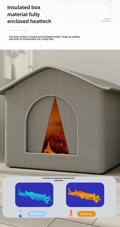 Stray Cat dog House Waterproof Outdoor Winter Warm Pet Cave Sleeping Beds Home Foldable Washable for Small Dog Puppy Supplies