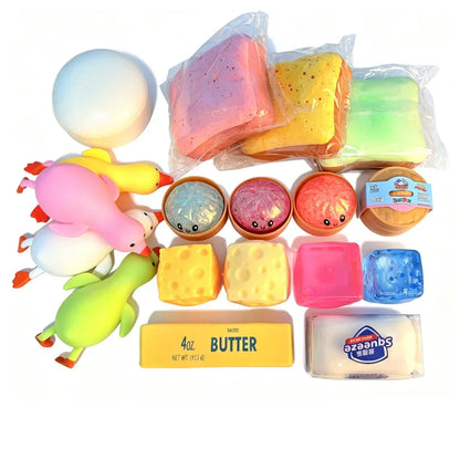 Slow Rising Simulation Food Squishy Collection, Soft Squeeze Fidget Sensory Toys: Dumpling, Butter Stick & Toast Squishies