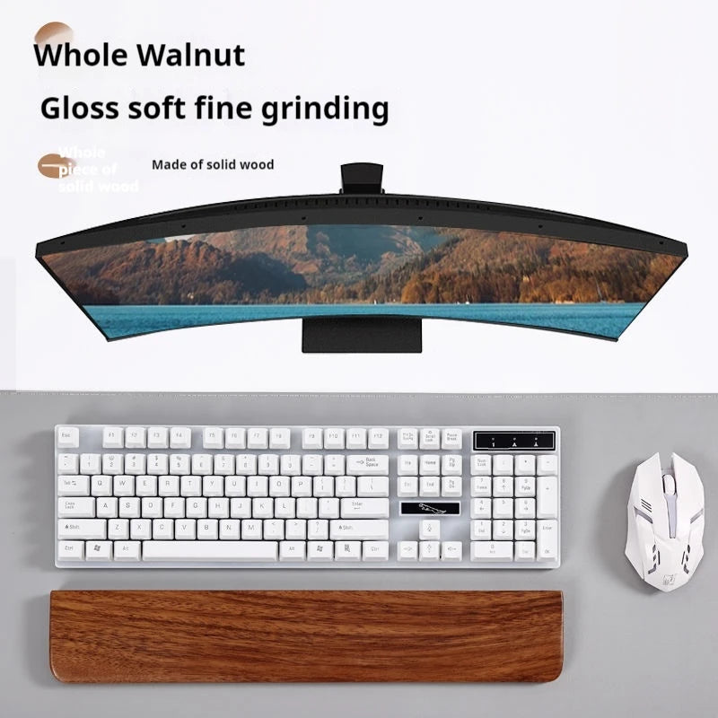 Walnut Wood Keyboard Wrist Rest Palm Pad Mechanical Keyboard Ergonomic Pad 87/98/104/108 Key Suitable For Multiple Sizes Custom