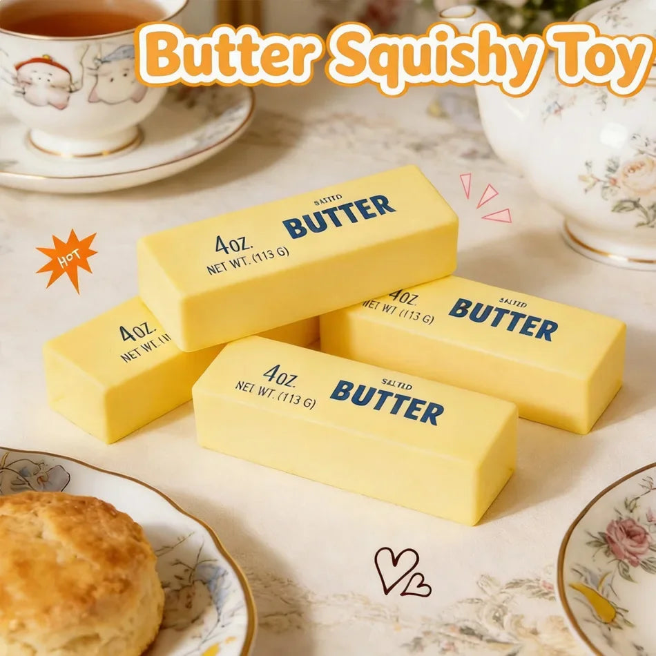 Slow Rising Simulation Food Squishy Collection, Soft Squeeze Fidget Sensory Toys: Dumpling, Butter Stick & Toast Squishies