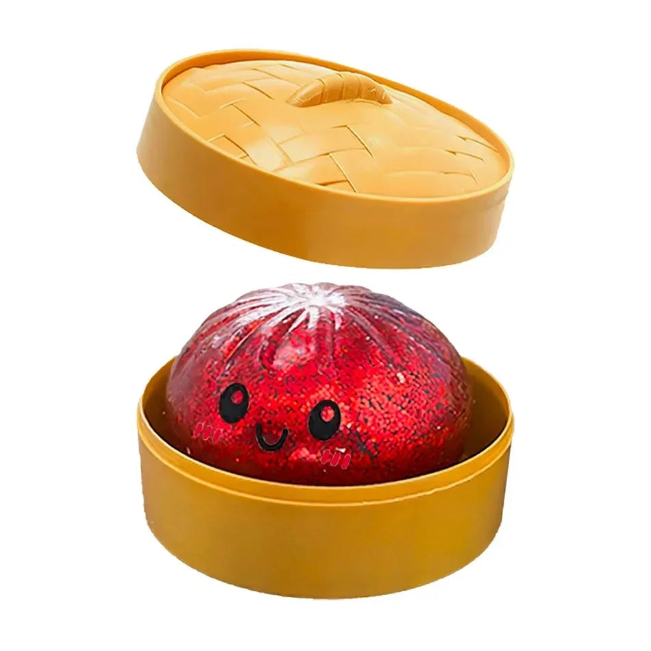 Colorful Dumpling Squishes Stress Balls Fidget Sensory Toys Simulation Food Squishies Bun with Steamer Squeeze Dough Ball Gifts