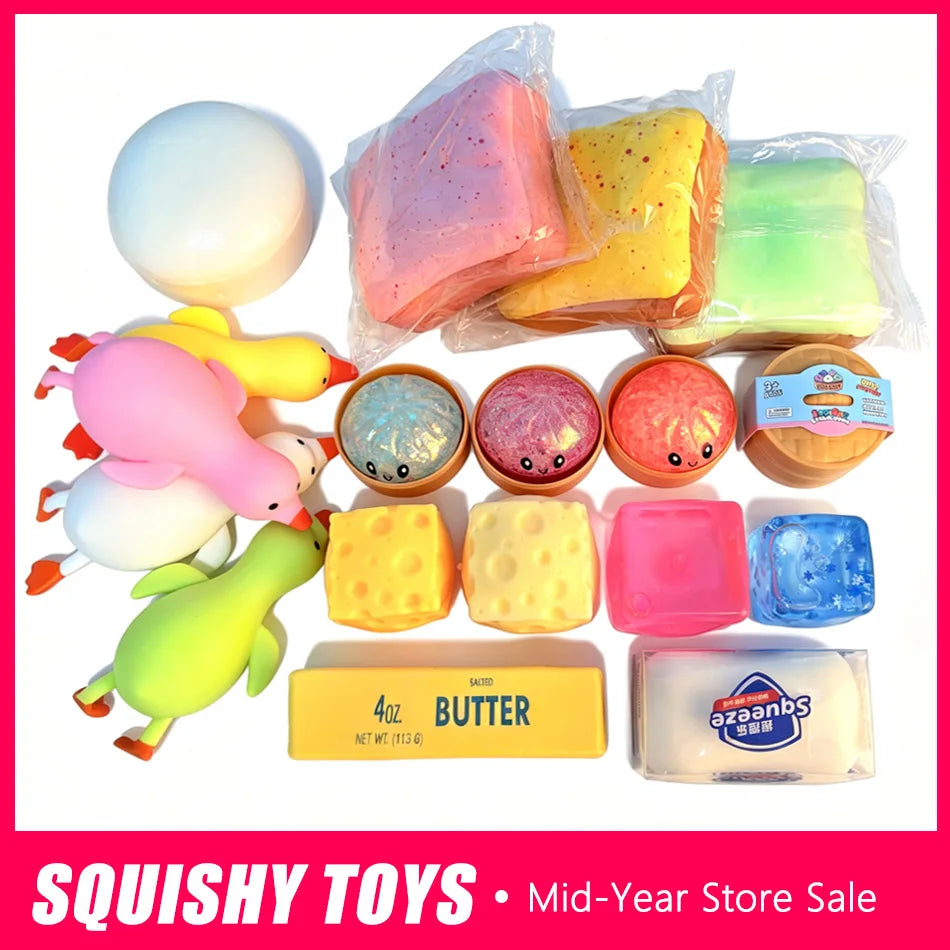 Slow Rising Simulation Food Squishy Collection, Soft Squeeze Fidget Sensory Toys: Dumpling, Butter Stick & Toast Squishies