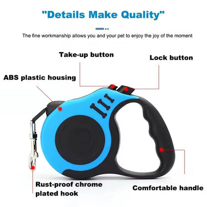 Retractable Dog Leash Outdoor Pet Leash Nylon Braided Rope for Small Medium Dogs Pet Supplies Hiking Walking Traction Rope