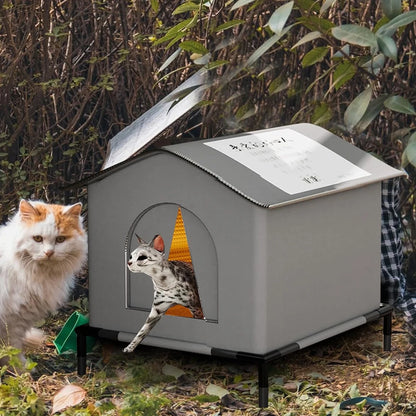 Stray Cat Houses with Mat Waterproof Summer Cool Shelter Foldable Pet Cave Nest Sleeping Beds for Outdoor Cats Small Dog Puppies