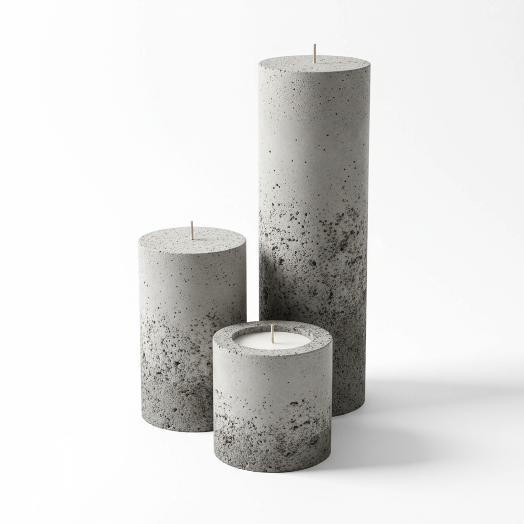 Concrete Pillar Candle Set
